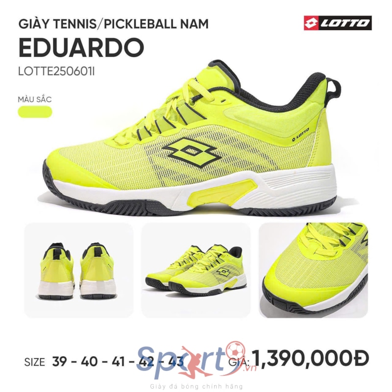 Giày Pickleball Lotto Eduardo - LOTTE250901U - Xanh Chuối