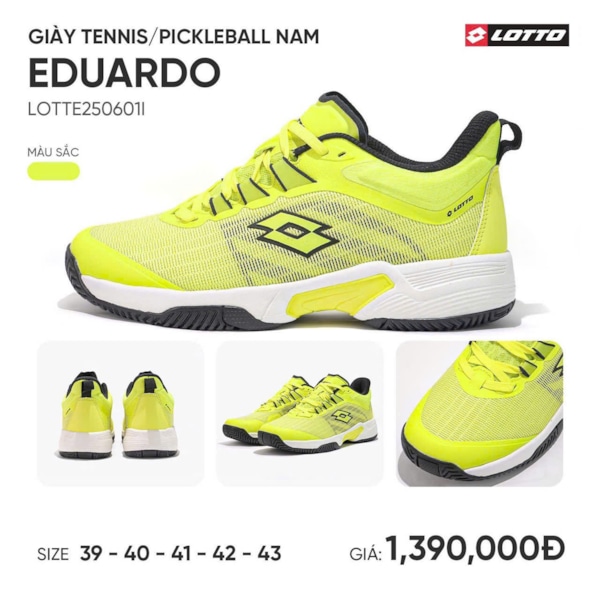 Giày Pickleball Lotto Eduardo - LOTTE250901U - Xanh Chuối