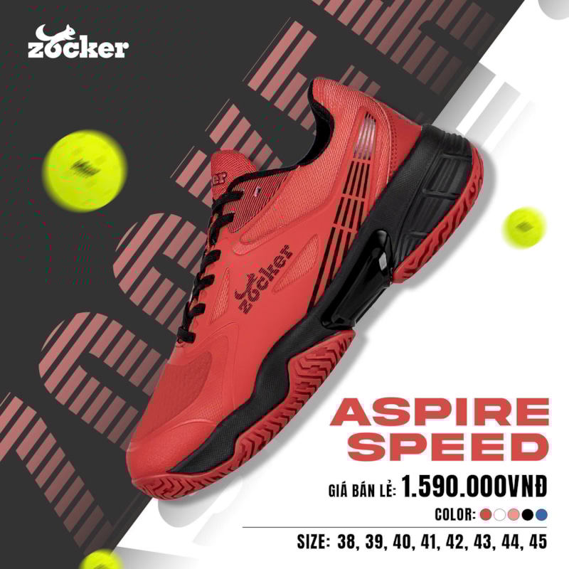 Giày Pickleball Zocker Aspire Speed - Màu Đỏ