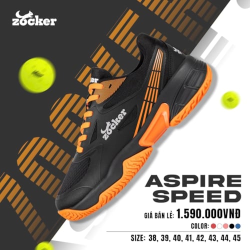 Giày Pickleball Zocker Aspire Speed - Đen/Cam