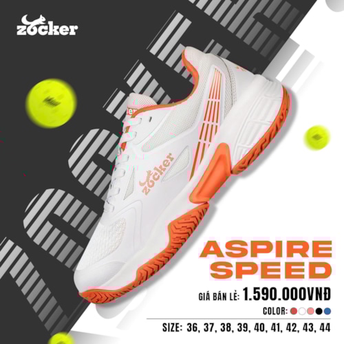 Giày Pickleball Zocker Aspire Speed - Trắng/Cam