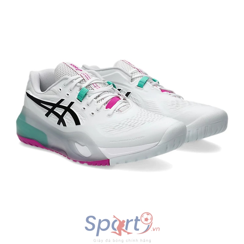 Giày pickleball Asics Gel Resolution X - 1041A487-103 - Trắng/Hồng/Xanh