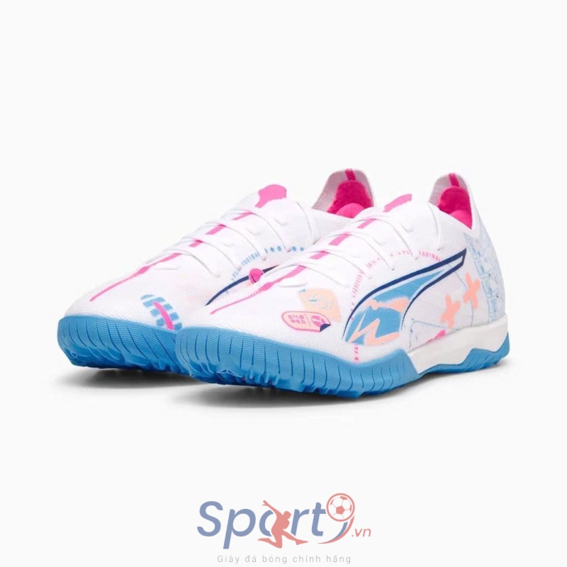 Puma Ultra 5 Match TT - Trắng/Xanh/Hồng - 108091 01