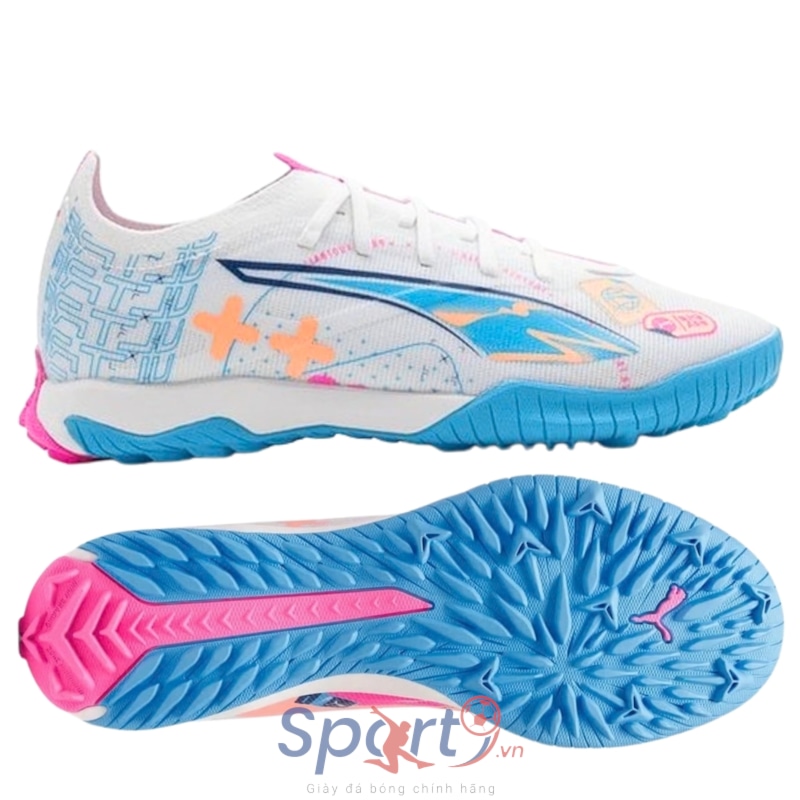 Puma Ultra 5 Match TT - Trắng/Xanh/Hồng - 108091 01