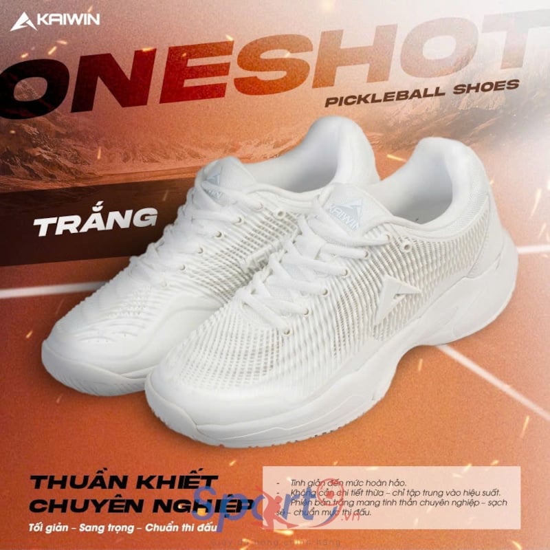 Giày Pickleball Kaiwin Oneshot - Màu Trắng