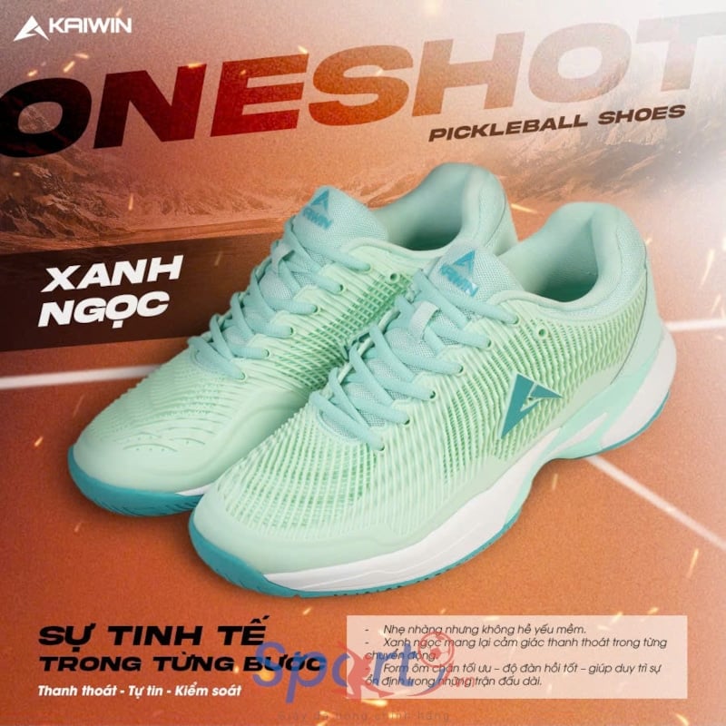 Giày Pickleball Kaiwin Oneshot - Màu Xanh Ngọc