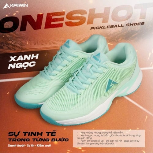 Giày Pickleball Kaiwin Oneshot - Màu Xanh Ngọc