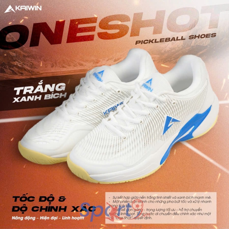 Giày Pickleball Kaiwin Oneshot - Trắng/Xanh