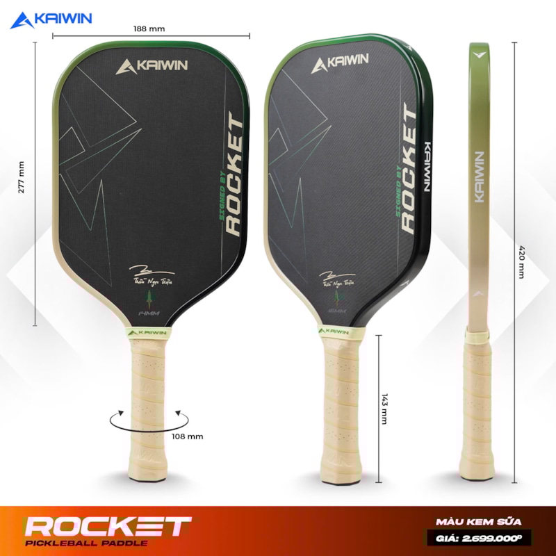 Vợt Pickleball Kaiwin Rocket - Màu Kem