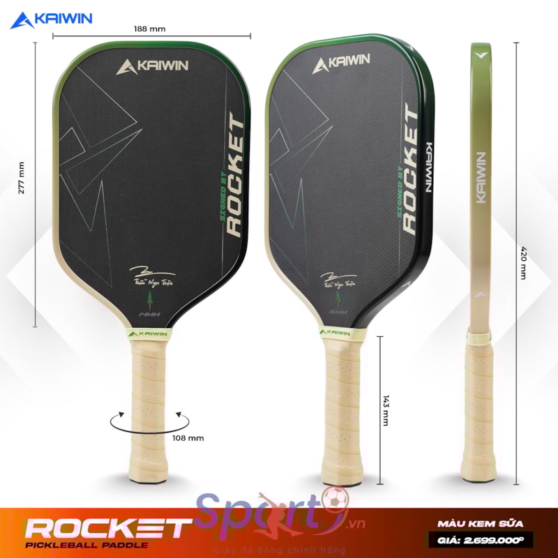 Vợt Pickleball Kaiwin Rocket - Màu Kem