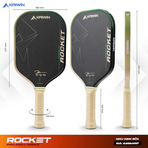 Vợt Pickleball Kaiwin Rocket - Màu Kem