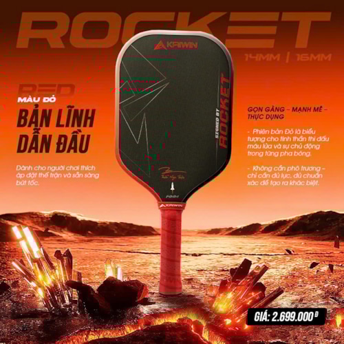 Vợt Pickleball Kaiwin Rocket - Màu Đỏ