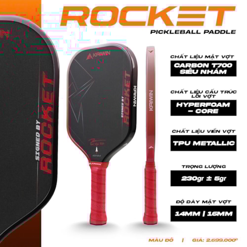 Vợt Pickleball Kaiwin Rocket - Màu Đỏ