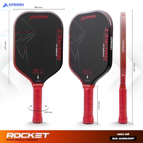Vợt Pickleball Kaiwin Rocket - Màu Đỏ
