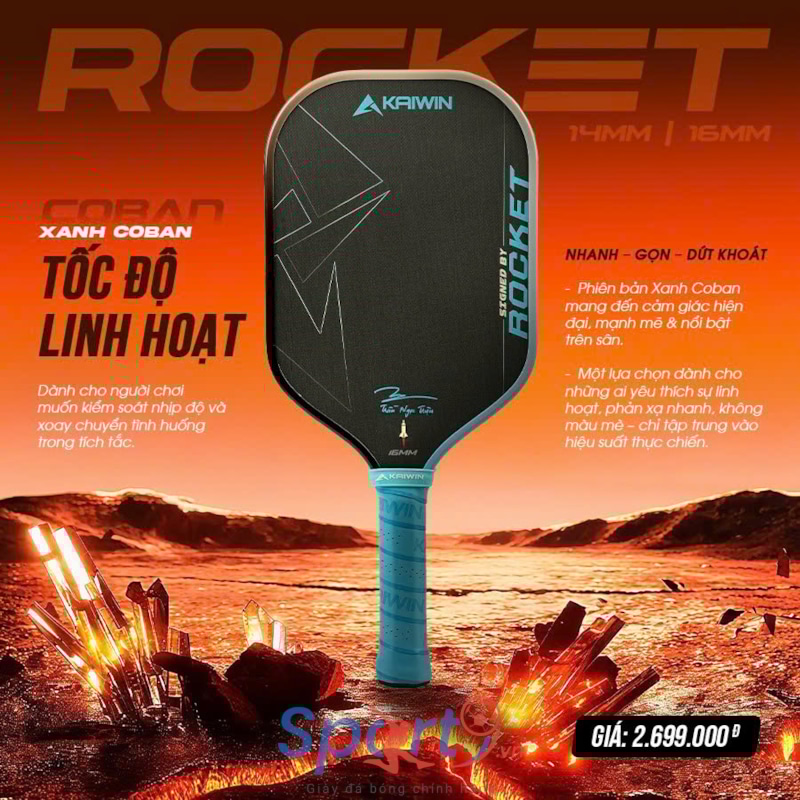 Vợt Pickleball Kaiwin Rocket - Màu Xanh Coban