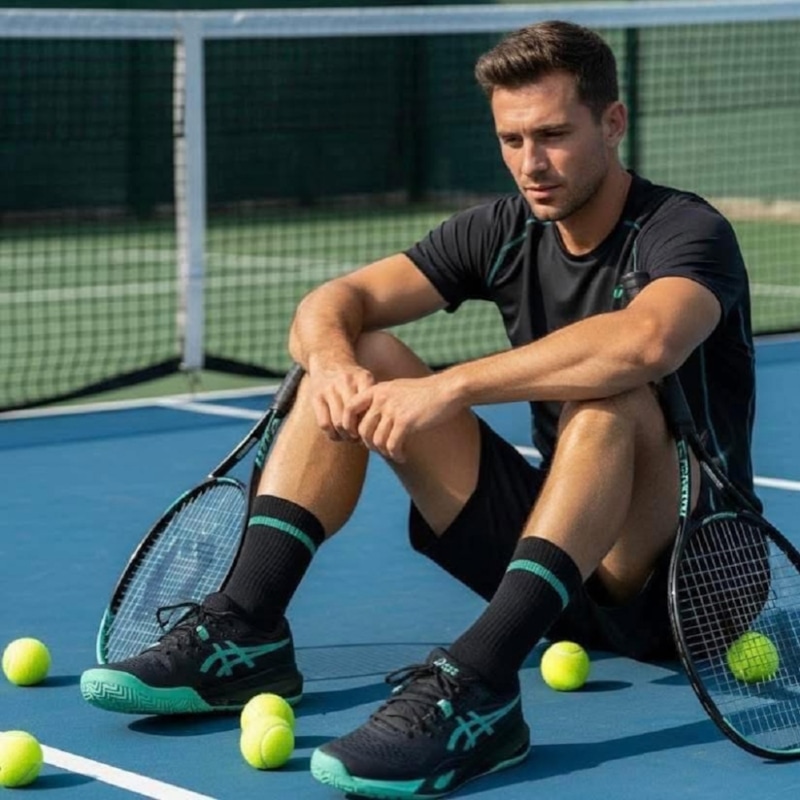 Giày pickleball Asics Gel Resolution X - 1041A481-003 - Đen/Xanh Lá