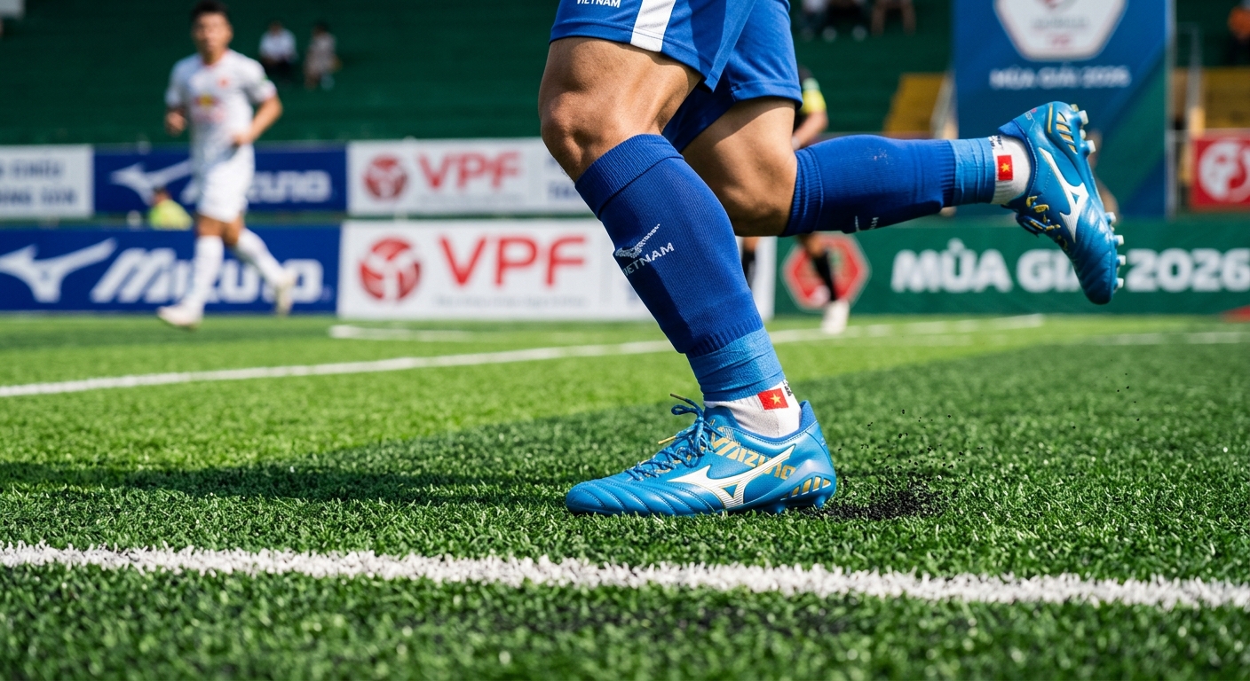 Giày Mizuno Morelia Neo trên sân cỏ nhân tạo