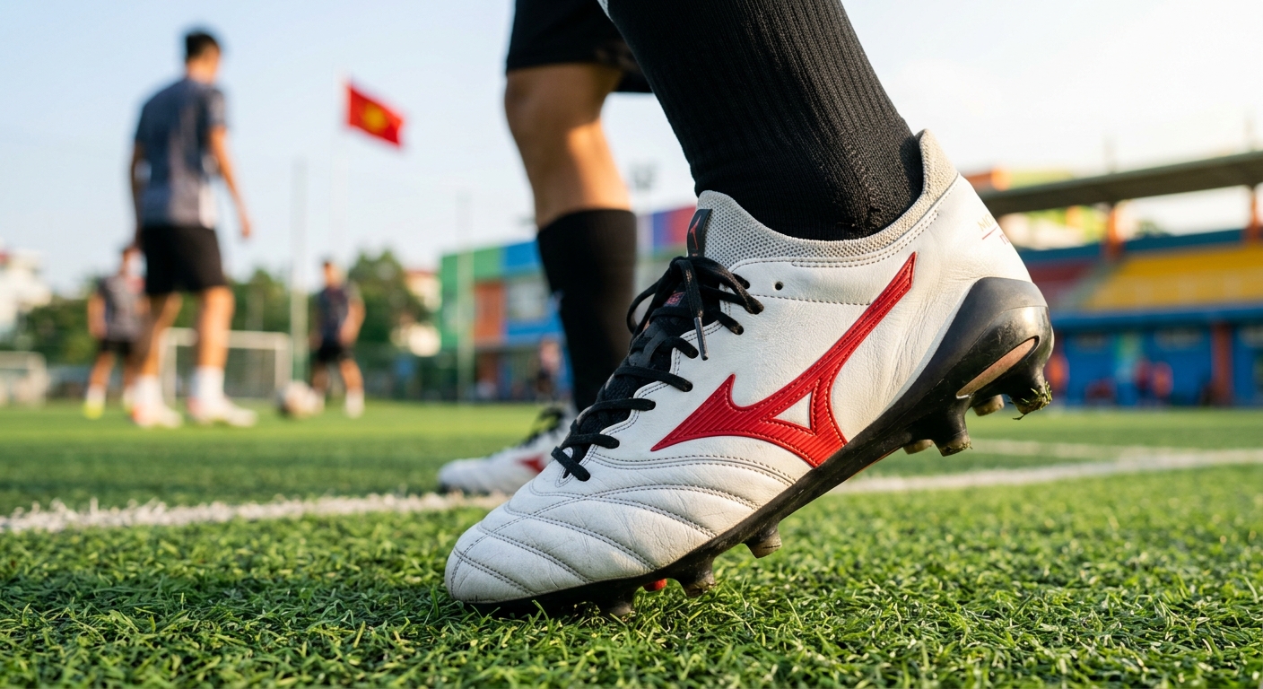 Phần mũi giày và chất liệu da kangaroo của Mizuno Morelia Neo IV Beta