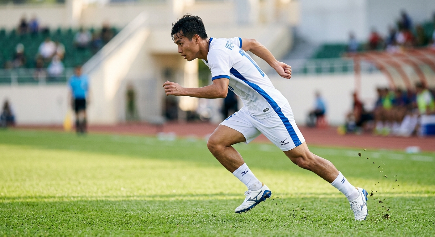 Cầu thủ thực hiện pha bứt tốc với giày Mizuno Morelia Neo IV Beta