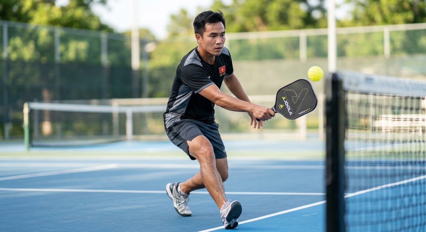 Người chơi Pickleball đang thực hiện cú đánh với vợt JOOLA Perseus CFS 16
