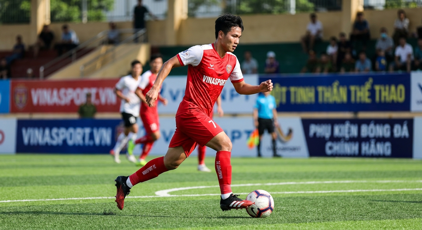 Người chơi bóng đá đang mang giày đế TF hoặc AG trên sân cỏ nhân tạo