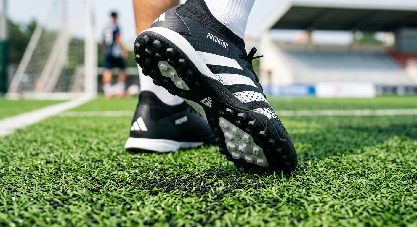 Giày đá bóng Adidas Predator Accuracy.3 TF trên sân cỏ nhân tạo, cận cảnh đế giày