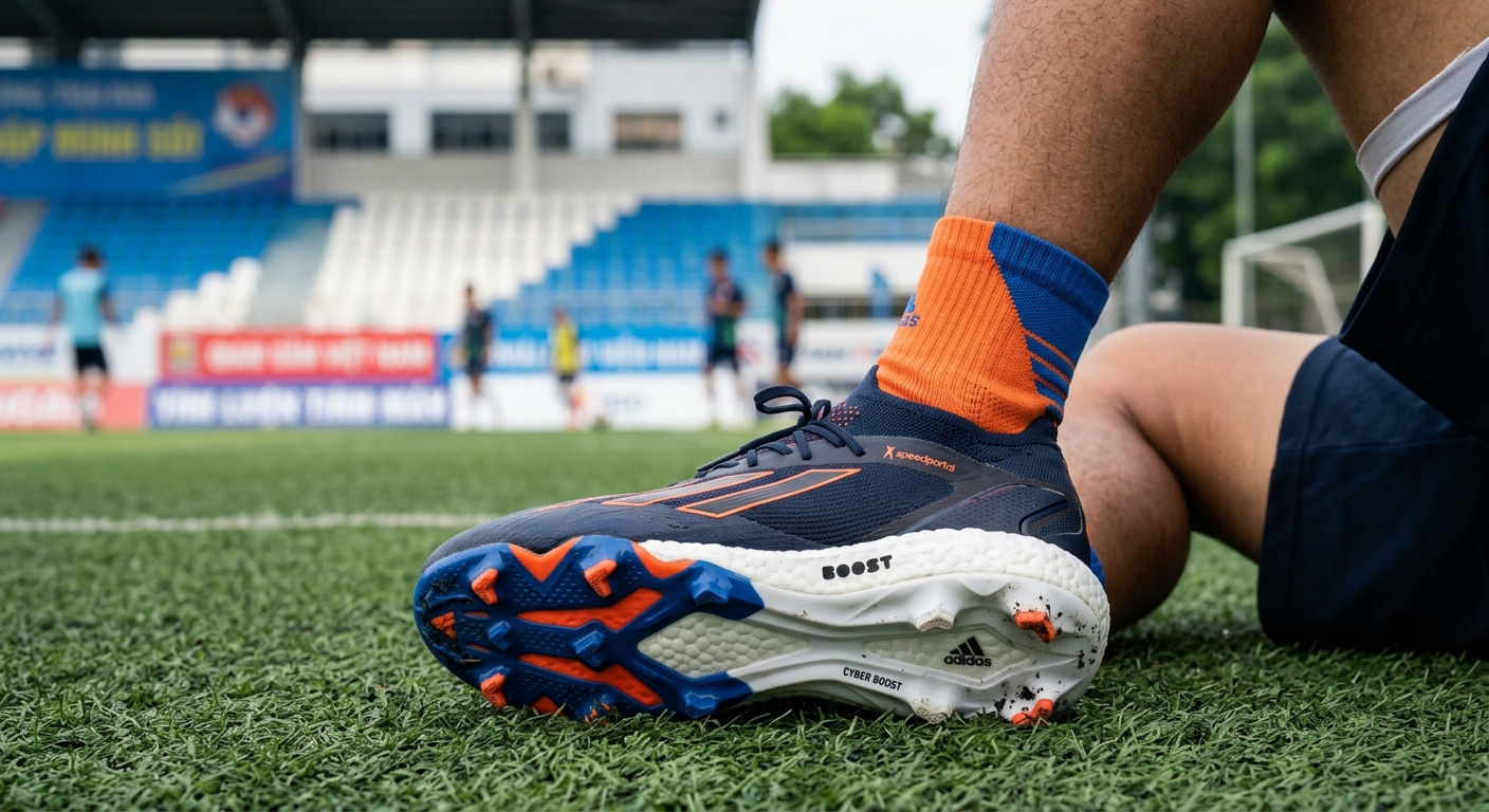 Cận cảnh đế giữa giày đá bóng với công nghệ giảm chấn Boost