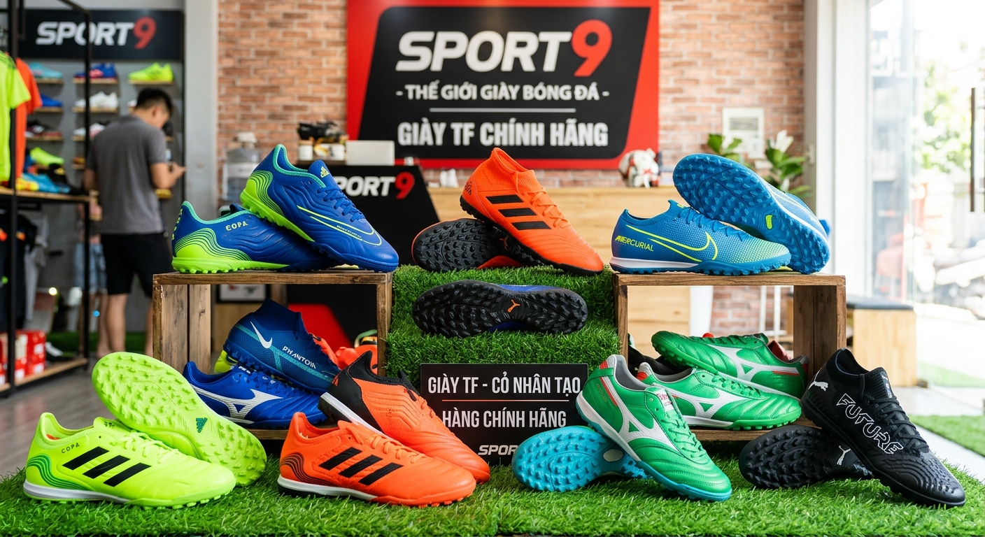 Tổng quan giày đá bóng đế TF từ các thương hiệu hàng đầu như Mizuno, Joma, Nike, Adidas
