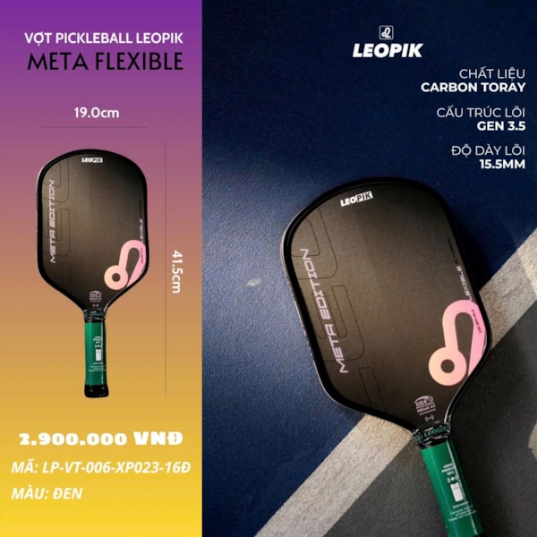 Vợt Pickleball Leopik Meta Edition - Màu Đen