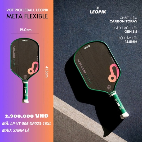 Vợt Pickleball Leopik Meta Edition - Màu Xanh Lá