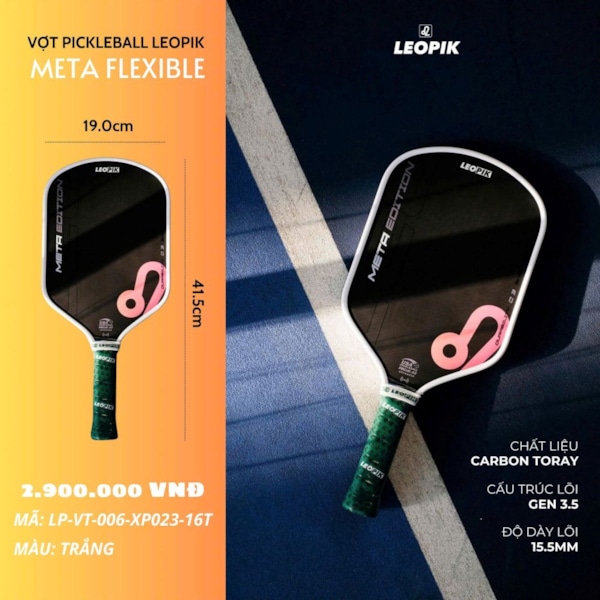 Vợt Pickleball Leopik Meta Edition - Màu Trắng