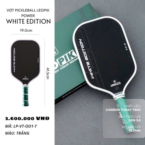 Vợt Pickleball Leopik Power Edition - Màu Trắng