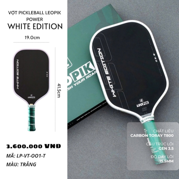 Vợt Pickleball Leopik Power Edition - Màu Trắng