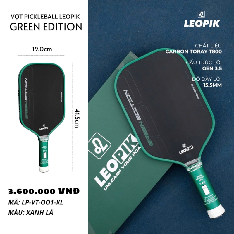 Vợt Pickleball Leopik Power Edition - Màu Xanh Lá
