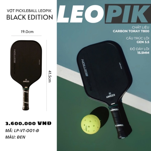 Vợt Pickleball Leopik Power Edition - Màu Đen