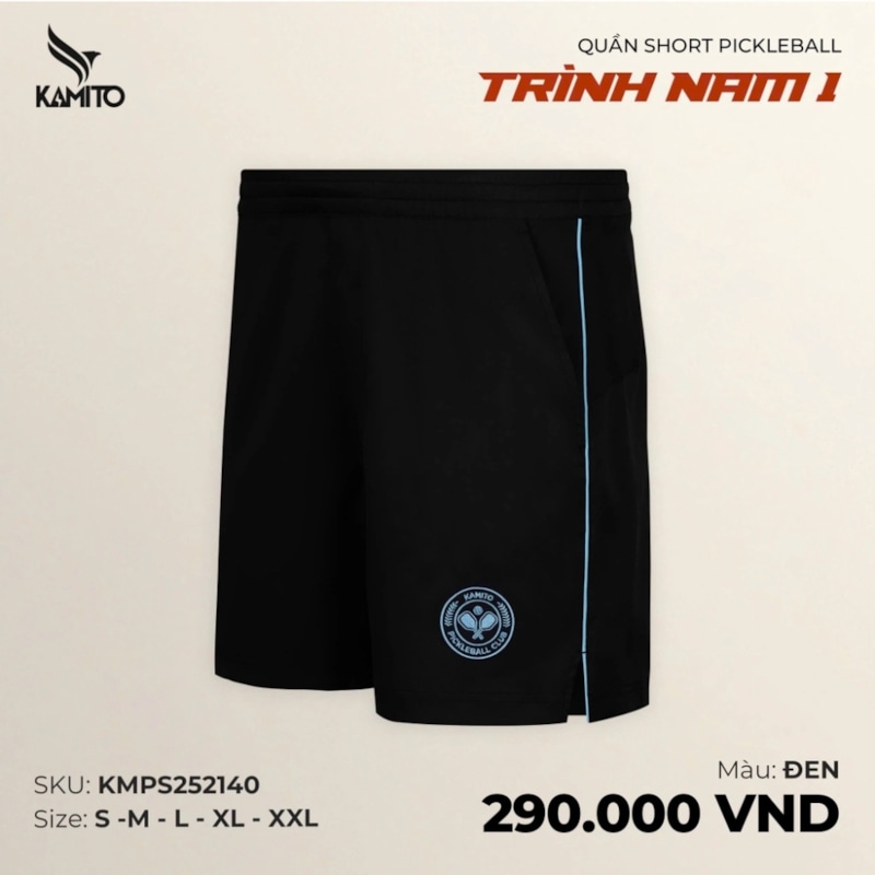 Quần Short Pickleball Trình Nam 1 - KMPS252140 - Màu Đen