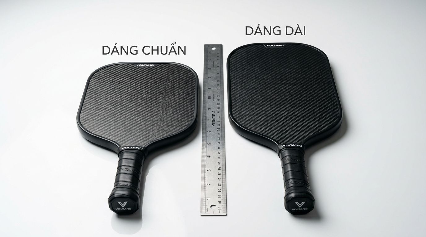 Vợt pickleball elongated shape vs standard shape: Ảnh hưởng gì đến tầm với và kiểm soát khi đánh đơn?