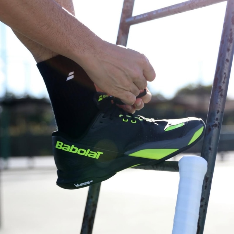 Giày Pickleball Babolat Jet Mach 4 AC - Đen/Xanh - BA30S26629B - 2036