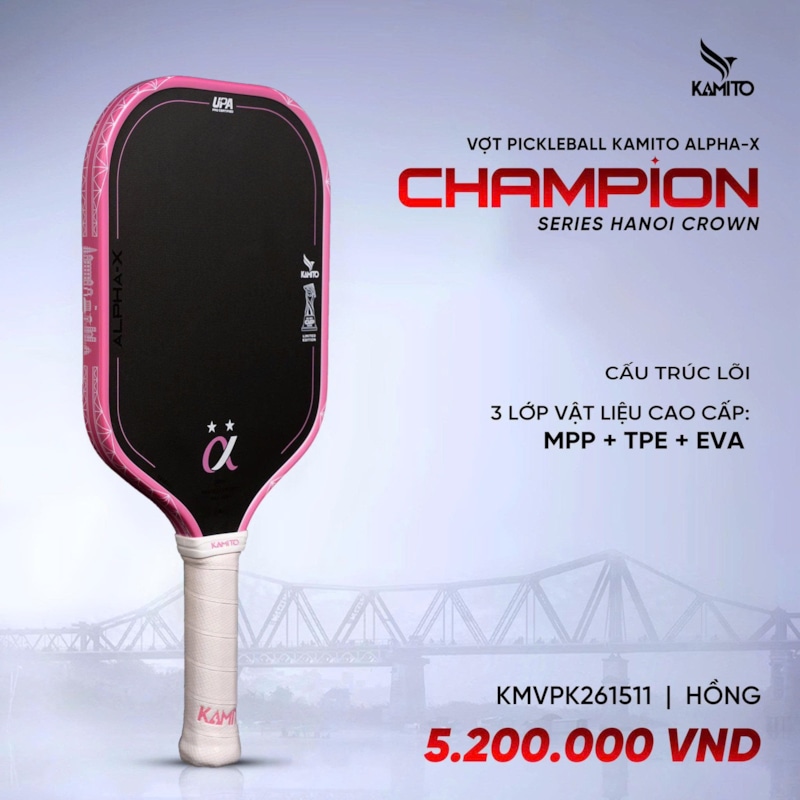 Vợt Pickleball Kamito Alpha X Champion - Màu Hồng