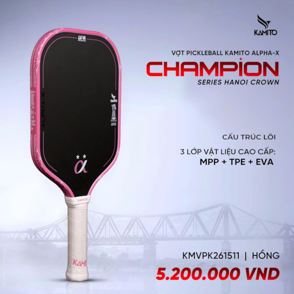 Vợt Pickleball Kamito Alpha X Champion - Màu Hồng