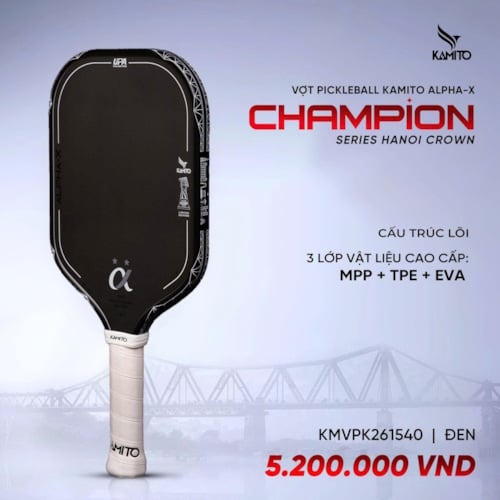 Vợt Pickleball Kamito Alpha X Champion - Màu Đen