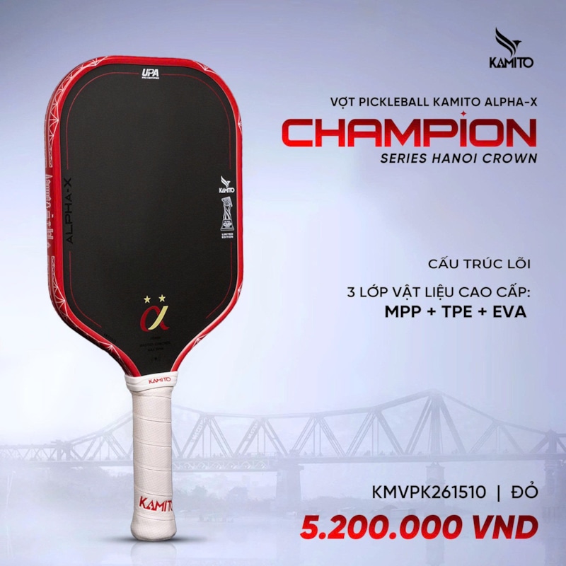 Vợt Pickleball Kamito Alpha X Champion - Màu Đỏ