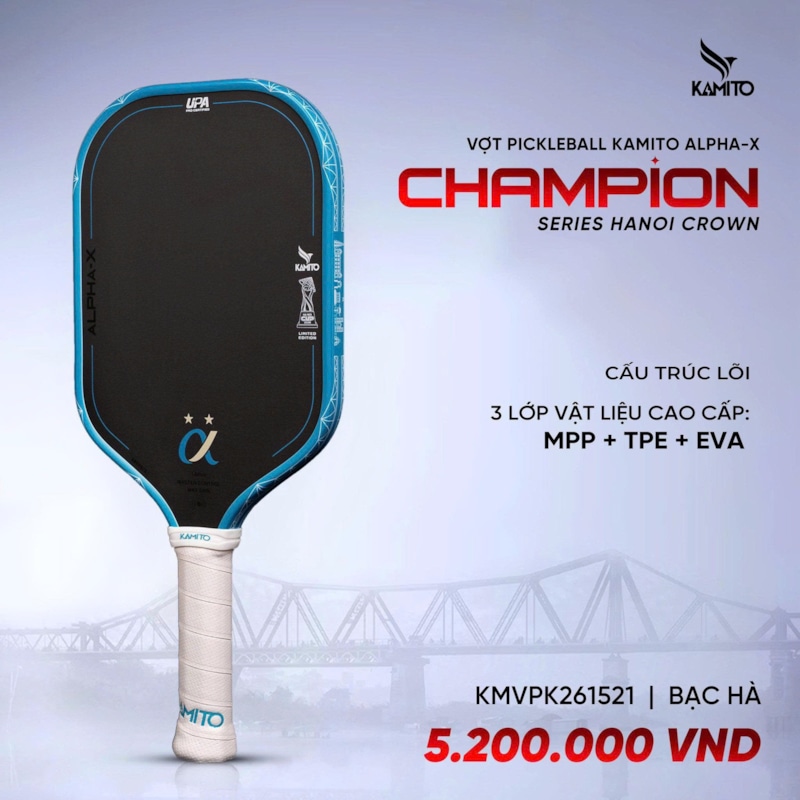 Vợt Pickleball Kamito Alpha X Champion - Màu Bạc Hà