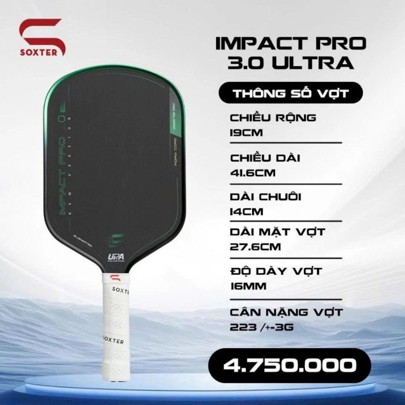 Vợt Pickleball Soxter Impact Pro 3.0 Ultra (Full Foam) - Màu Xanh Lá