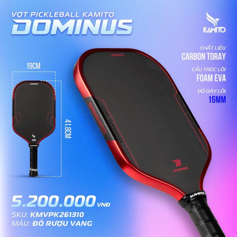 Vợt Pickleball Kamito Dominus - Màu Đỏ