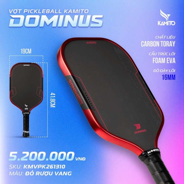 Vợt Pickleball Kamito Dominus - Màu Đỏ