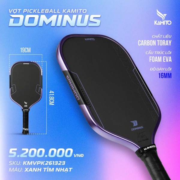 Vợt Pickleball Kamito Dominus - Tím Nhạt