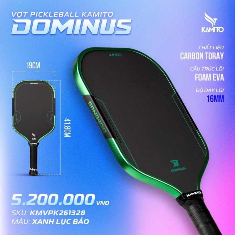 Vợt Pickleball Kamito Dominus - Xanh Lục Bảo