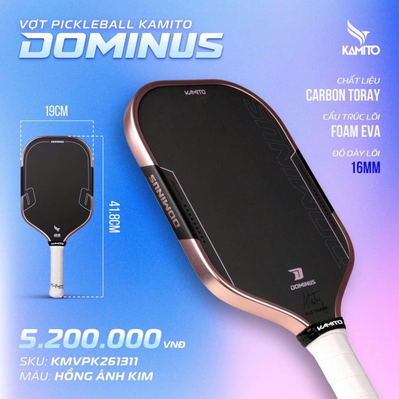 Vợt Pickleball Kamito Dominus - Hồng Ánh Kim