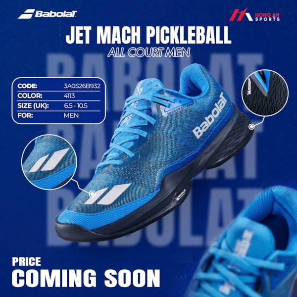 Giày Pickleball Babolat Jet Mach All Court - Xanh/Đen - 3A0S26B932-4113